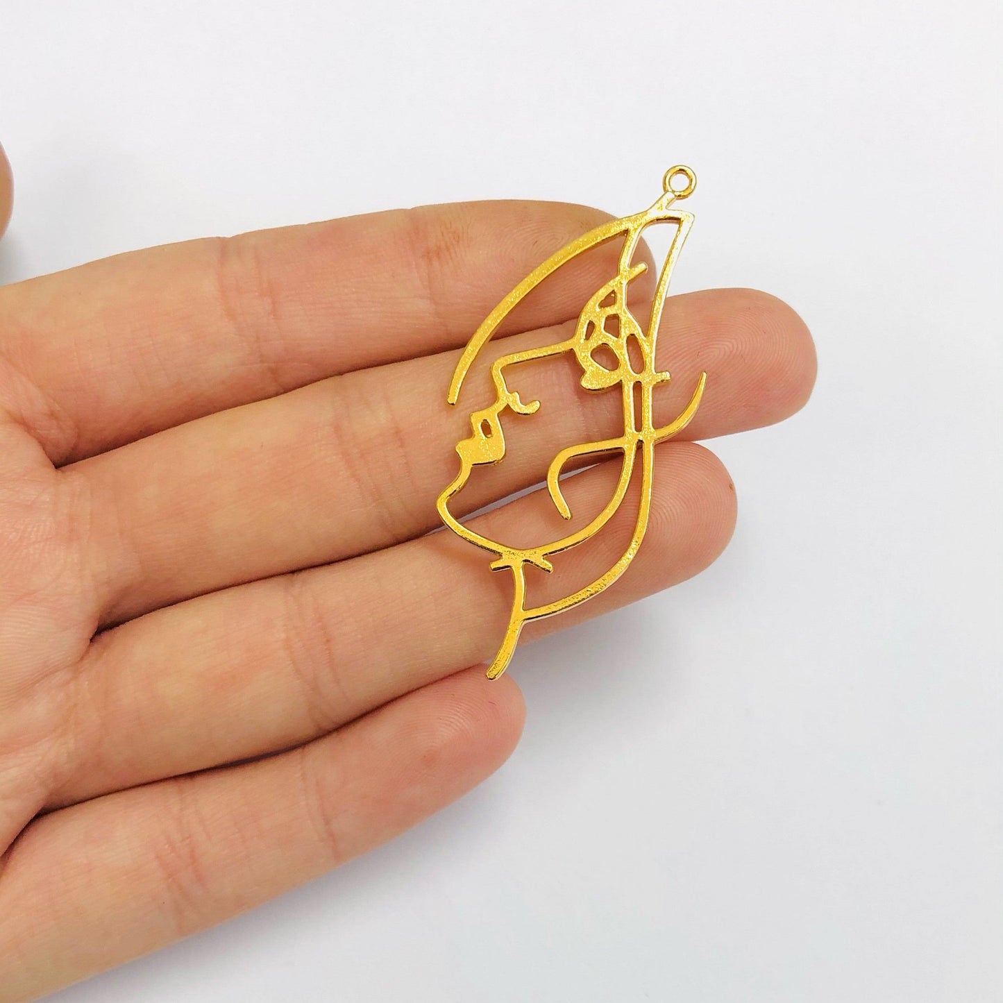 Brass Gold Plated Portrait Pendant - 1