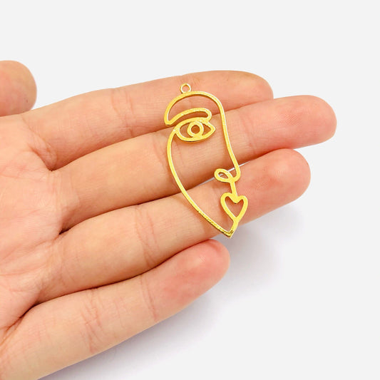 Brass Gold Plated Portrait Pendant - 2