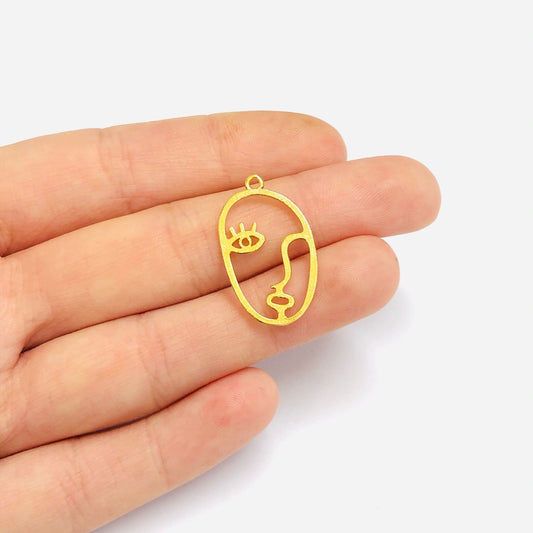 Brass Gold Plated Portrait Pendant - 3