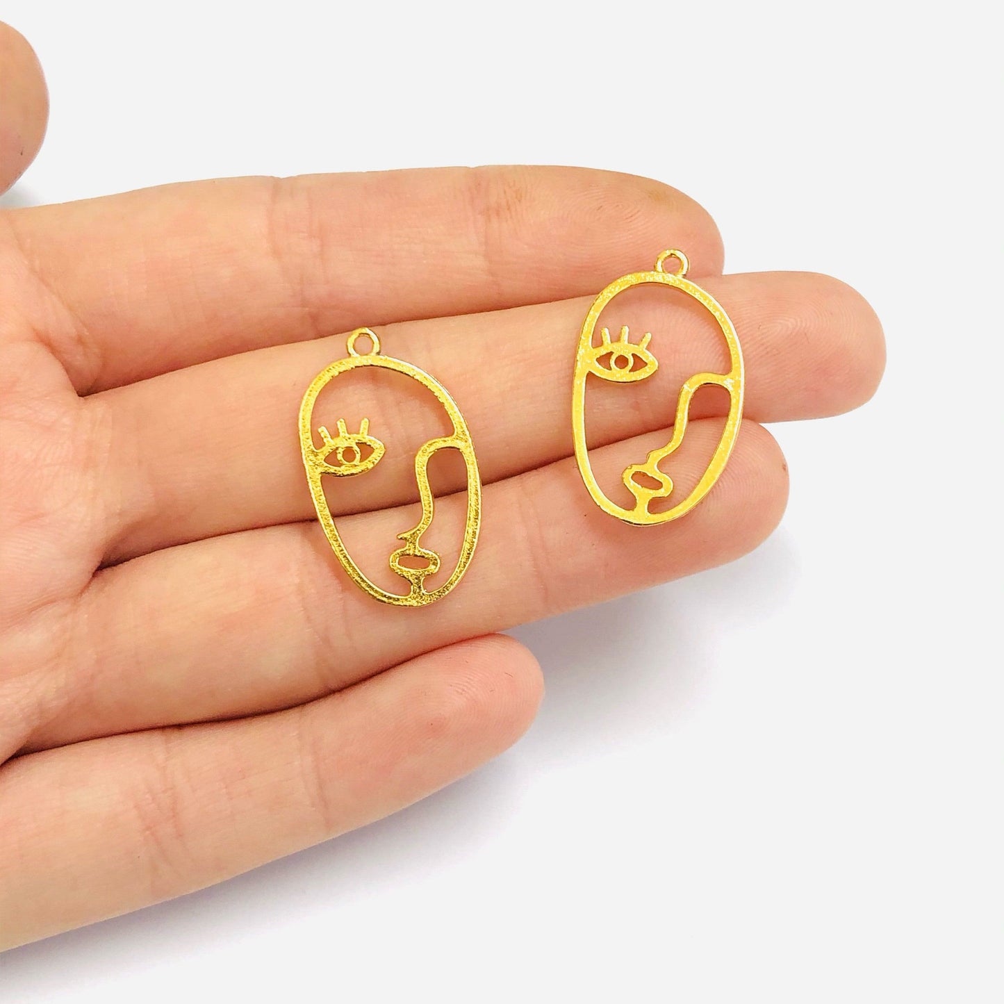 Brass Gold Plated Portrait Pendant - 3