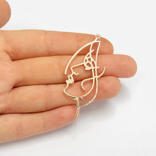 Pirinç Rose Gold Kaplama Portre Kolye Ucu - 1