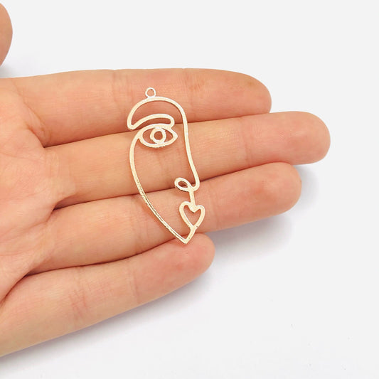 Brass Rose Gold Plated Portrait Pendant - 2