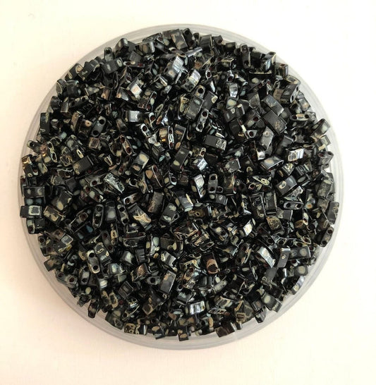 Miyuki Boncuk, Half Tila 4511 Picasso Opaque Smoky Black