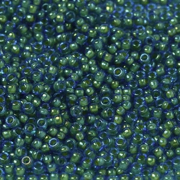 Miyuki Boncuk, MiyukiRoundBeads11/0-3743 Fancy Lined Aqua Green