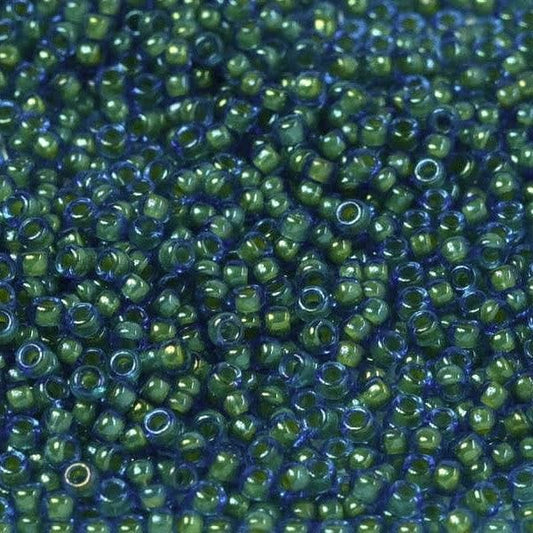 Miyuki Boncuk, MiyukiRoundBeads11/0-3743 Fancy Lined Aqua Green