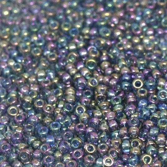 Miyuki Boncuk, MiyukiRoundBeads11/0-2444 Transparent Blue Grey Rainbow Gold Luster