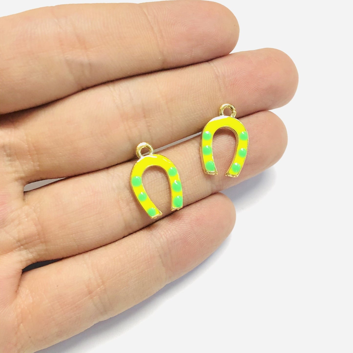 Altın Kaplama Mineli Nal Sallantı Aparatı - Neon Sarı, Yeşil