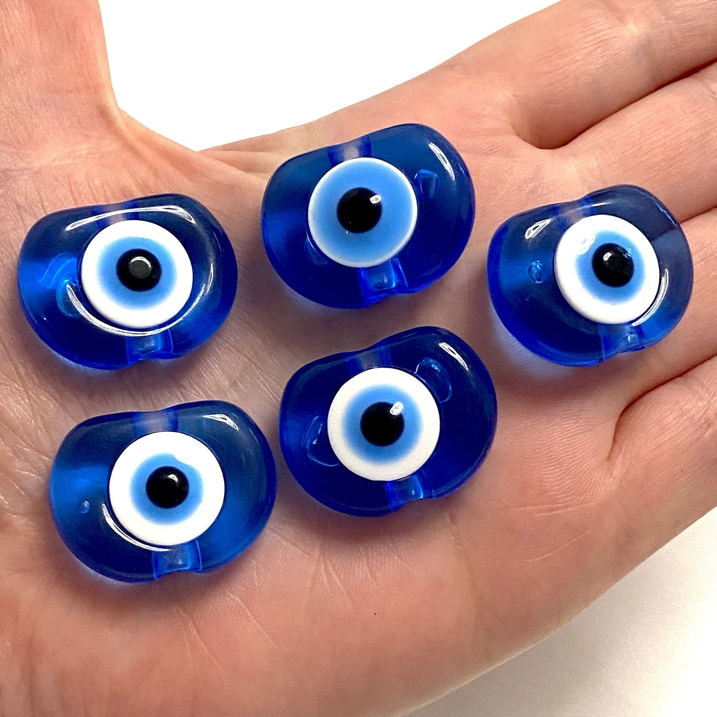 Acrylic Evil Eye Beads - Transparent Blue