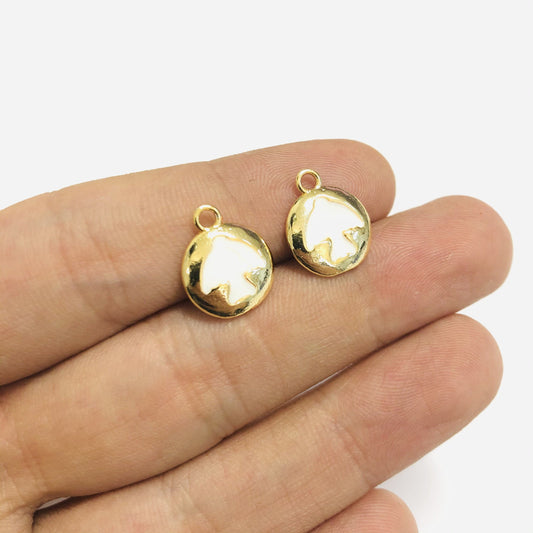 Brass Gold Plated Enamel Bird Shaking Attachment White