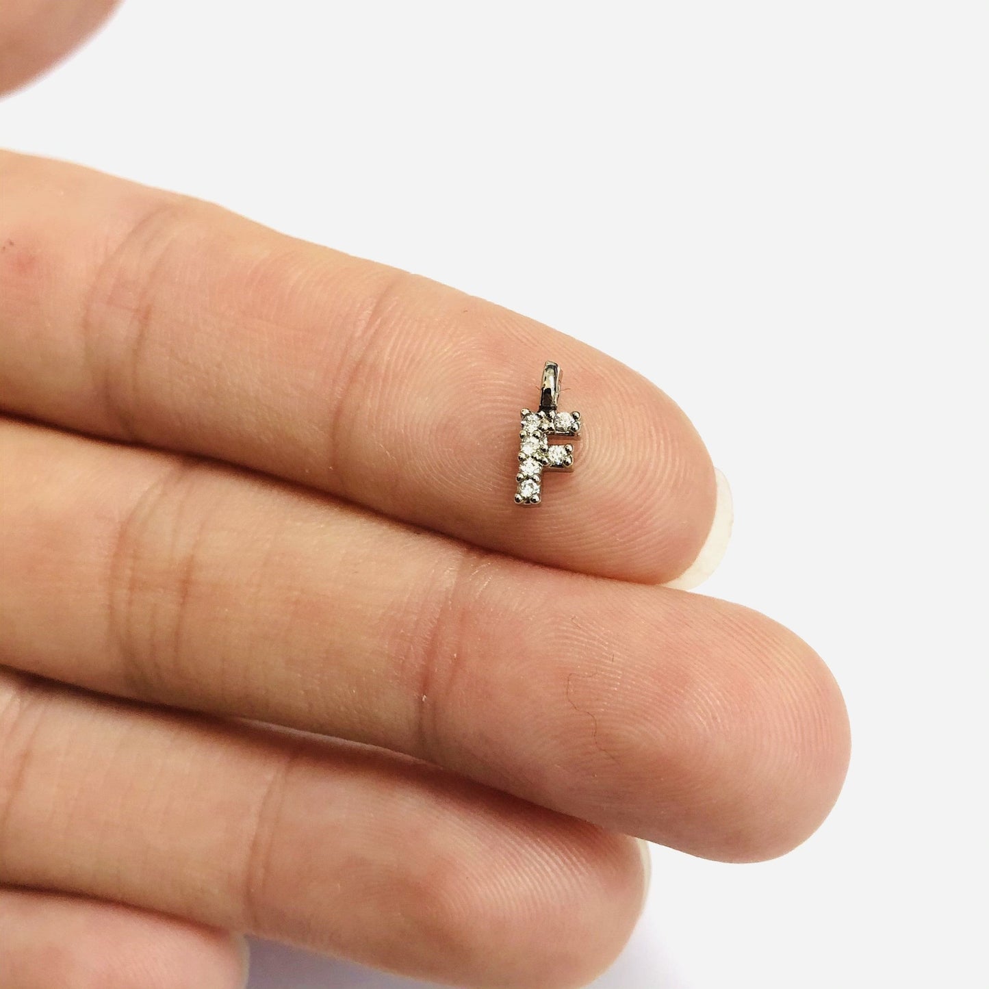 Rodyum Kaplama Zirkon Taşlı Harf