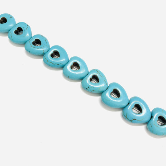 15mm Heart Turquoise Howlite