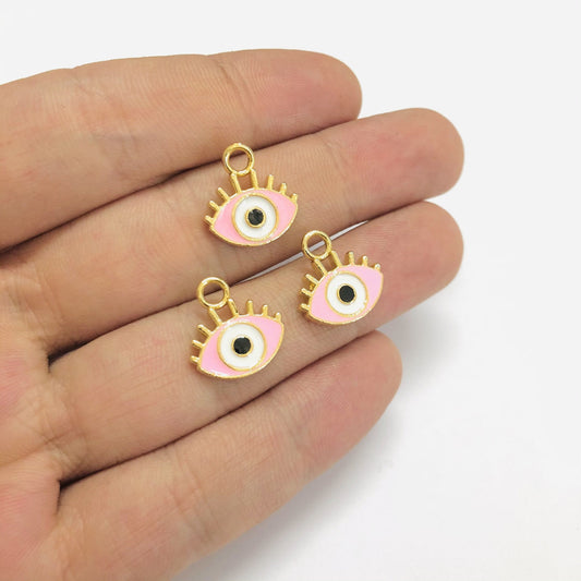 Altın Kaplama Mineli Nazar Göz Sallantı Aparatı - Açık Pembe