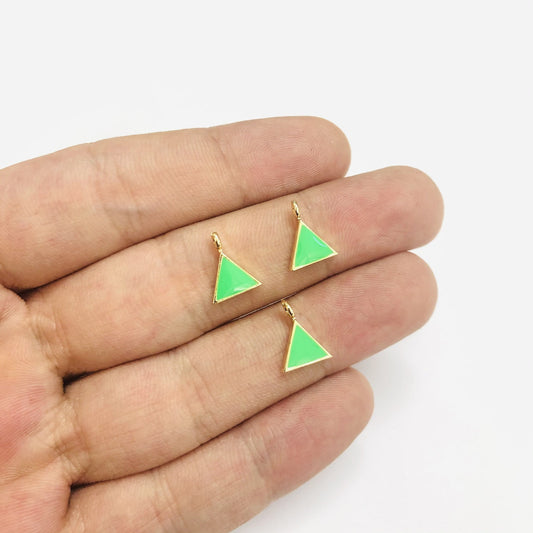 Altın Kaplama Mineli Üçgen Sallantı Aparatı - Neon Yeşil