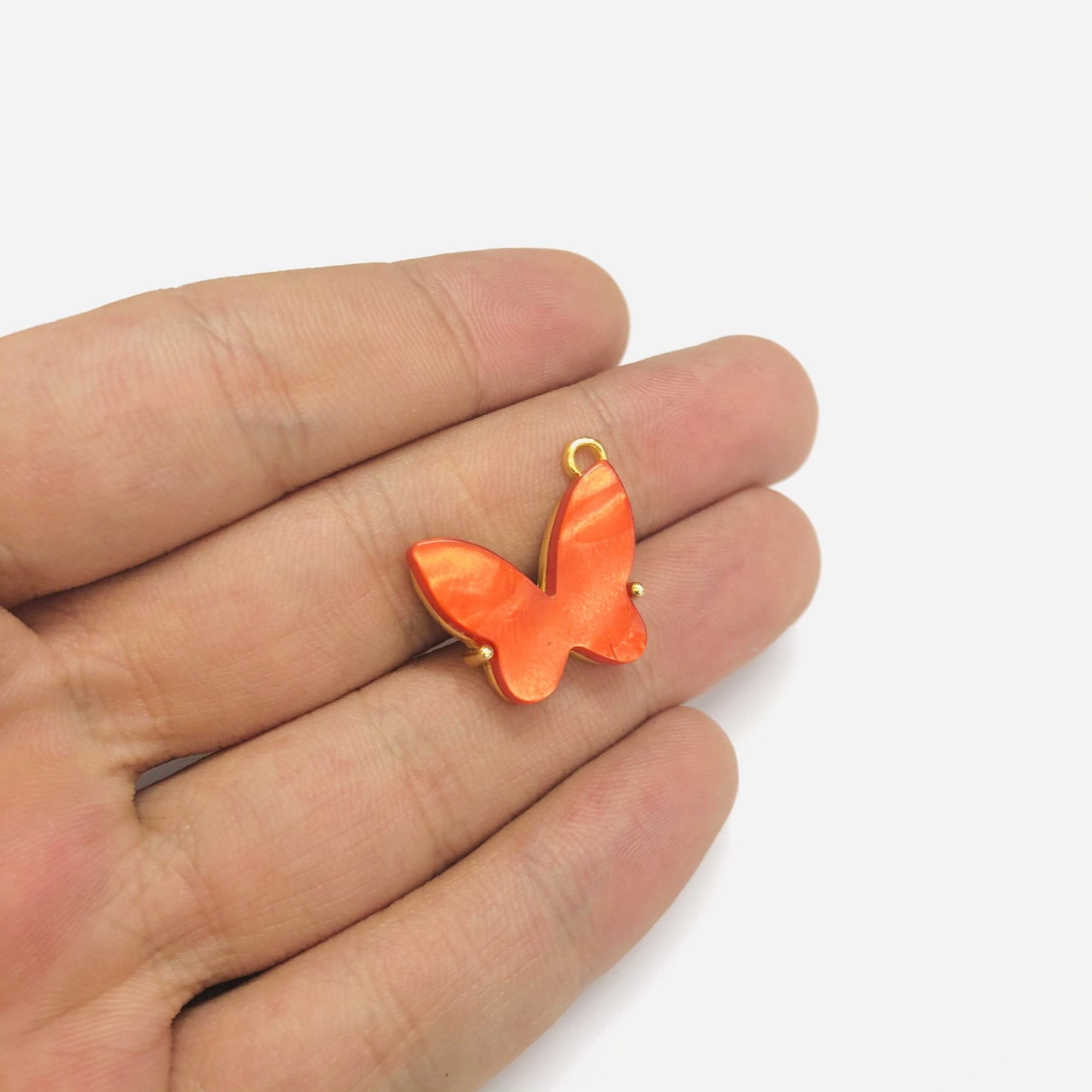 Altın Kaplama Oval Kelebek Kolye Ucu, Büyük Boy - Nar Çiçeği