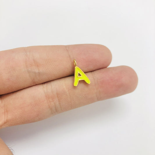 Altın Kaplama Mineli Harf Sallantı Aparatı - Neon Sarı