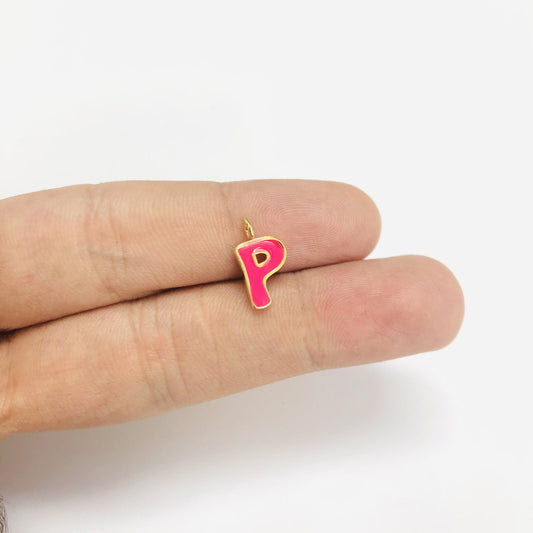 Altın Kaplama Mineli Harf Sallantı Aparatı - Neon Pembe