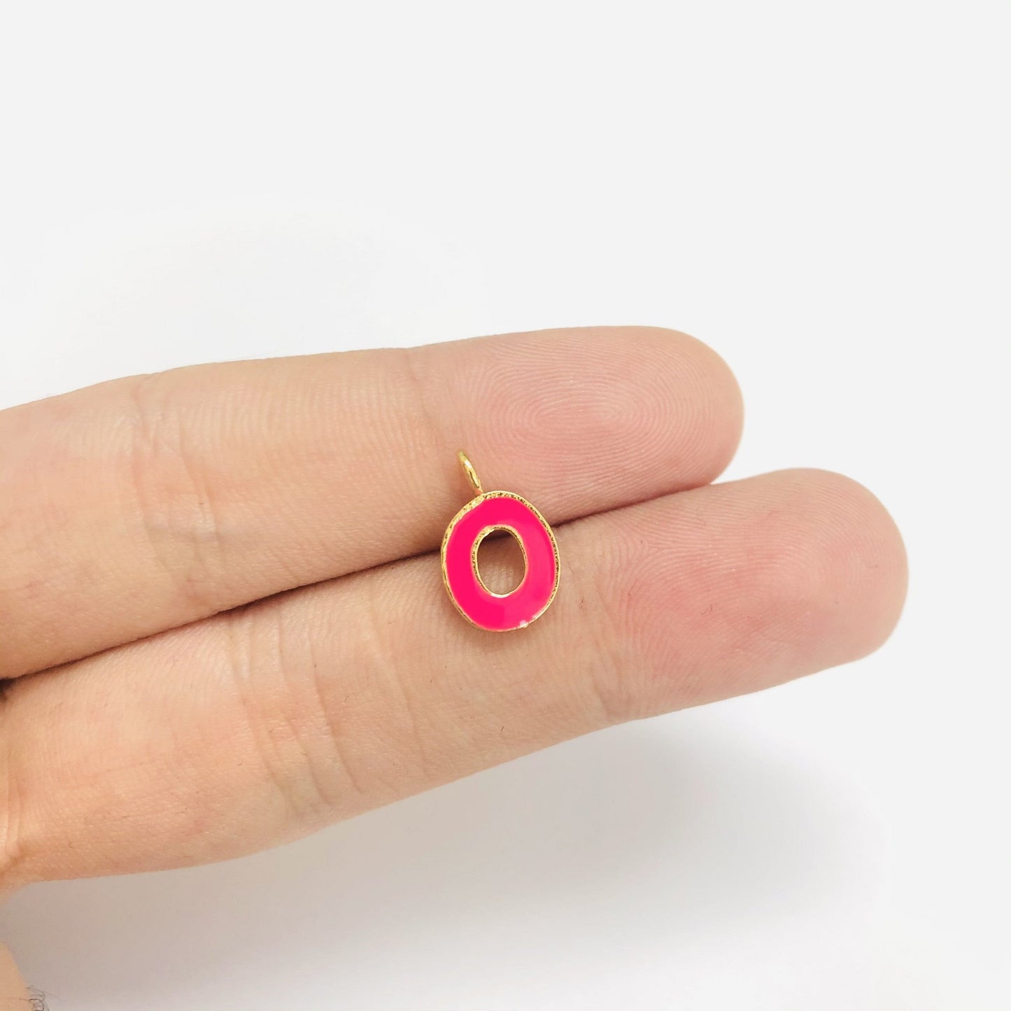 Gold Plated Enamel Letter Hanging Bracket - Neon Pink