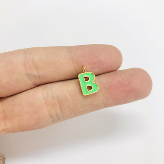 Altın Kaplama Mineli Harf Sallantı Aparatı - Neon Yeşil