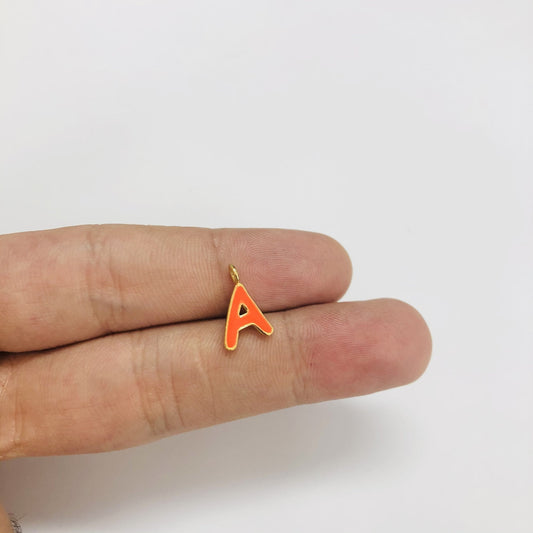 Altın Kaplama Mineli Harf Sallantı Aparatı - Neon Turuncu