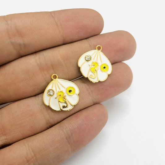 Altın Kaplama Mineli Deniz Atı İstiridye Sallantı Aparatı - Sarı