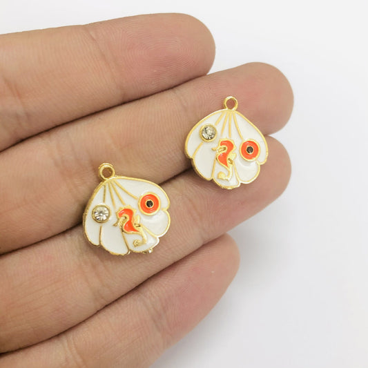 Altın Kaplama Mineli Deniz Atı İstiridye Sallantı Aparatı - Turuncu