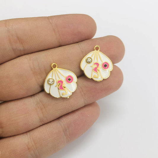 Altın Kaplama Mineli Deniz Atı İstiridye Sallantı Aparatı - Pembe