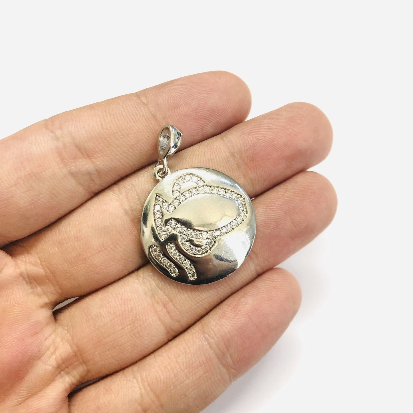 Pirinç Rodyum Kaplama Zirkon Taşlı Burç Sembollü Kolye Ucu