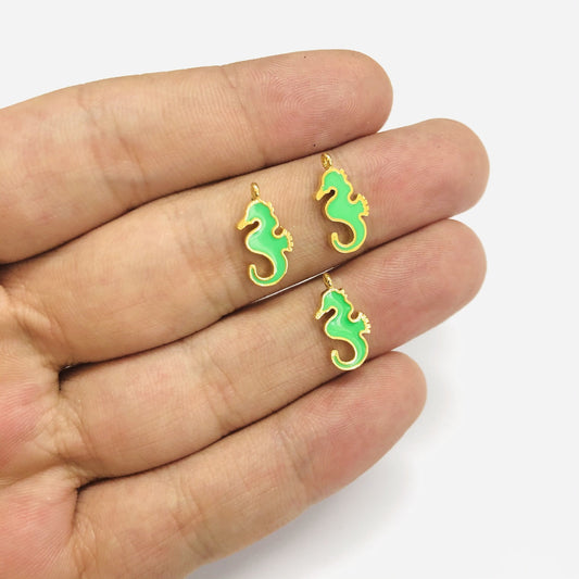 Altın Kaplama Mineli Deniz Atı Sallantı Aparatı - Neon Yeşil