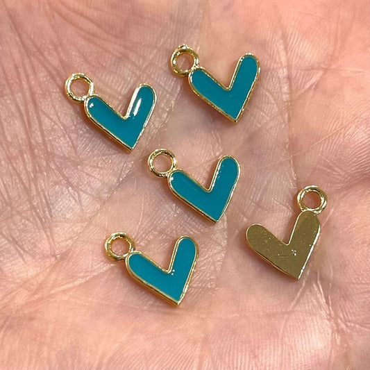 Altın Kaplama Mineli Kalp Sallantı Aparatı - Turkuaz