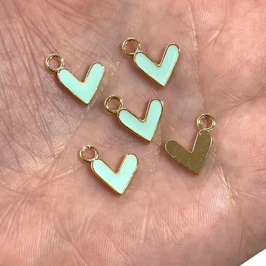 Gold Plated Enamel Heart Shaking Apparatus - Mint