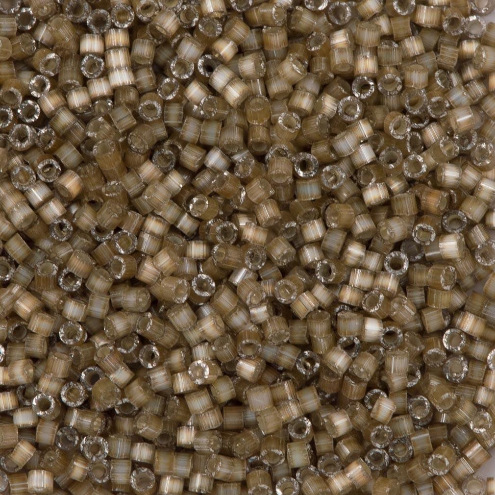 Miyuki Beads, Miyuki Delica 11/0 DB0671 Silber gefüttert, buntes Taupe