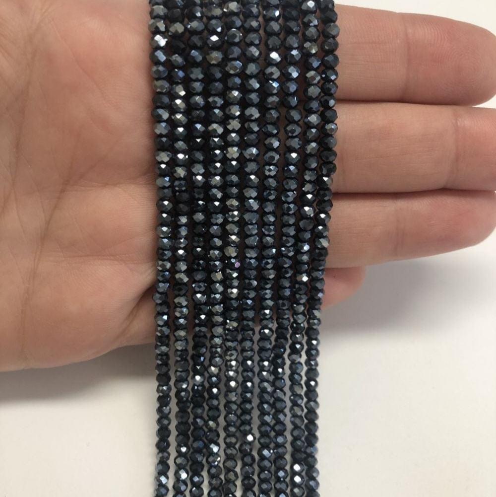 Kristal Boncuk, Çin Kristali-3mm-2- Antrasit - Füme