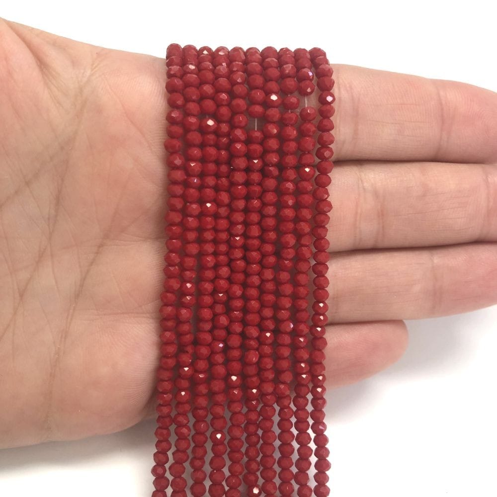Kristal Boncuk, Çin Kristali-3mm-10-Koyu Kırmızı