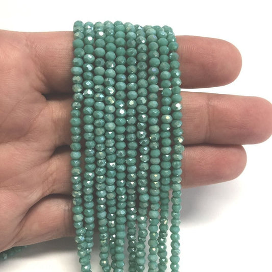 Kristal Boncuk, Çin Kristali-3mm-33 - Janjan Turkuaz
