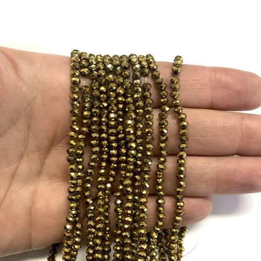 Kristal Boncuk, Çin Kristali-3mm-47- Janjan Altın