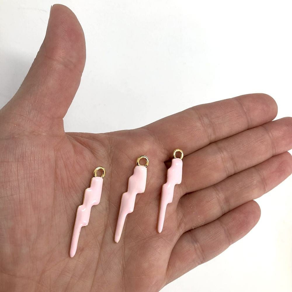 Altın Kaplama Mineli Şimşek Sallantı Aparatı - Uçuk Pembe