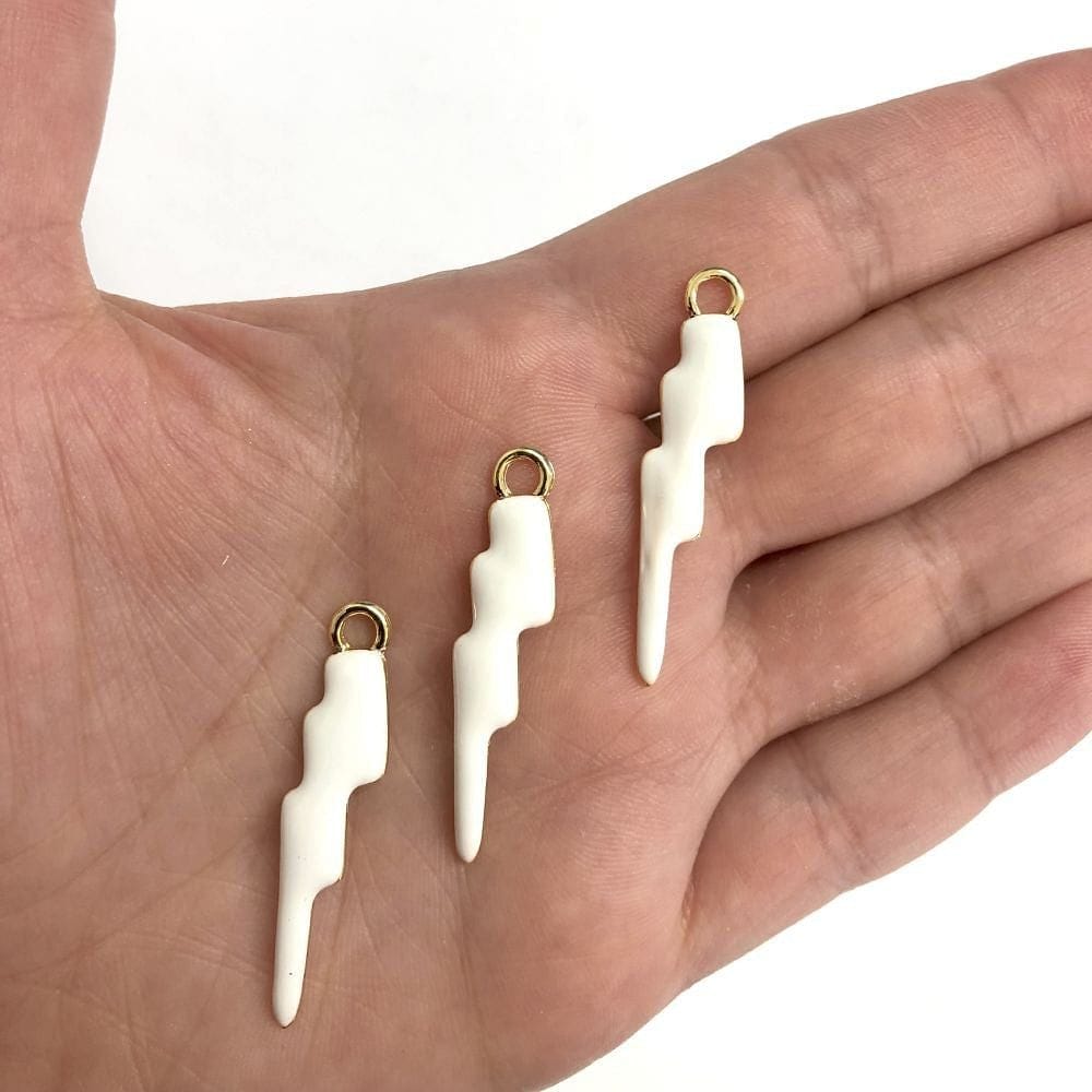 Gold-Plated Enameled Lightning Swing Attachment - White