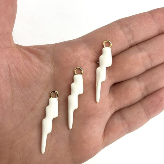 Altın Kaplama Mineli Şimşek Sallantı Aparatı - Beyaz