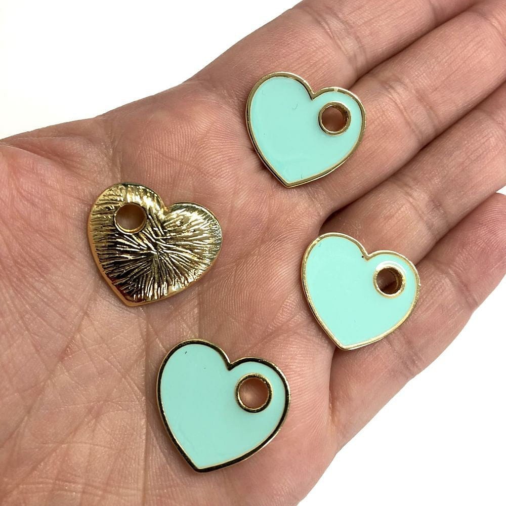 Altın Kaplama Mineli Delikli Kalp Sallantı Aparatı - Mint