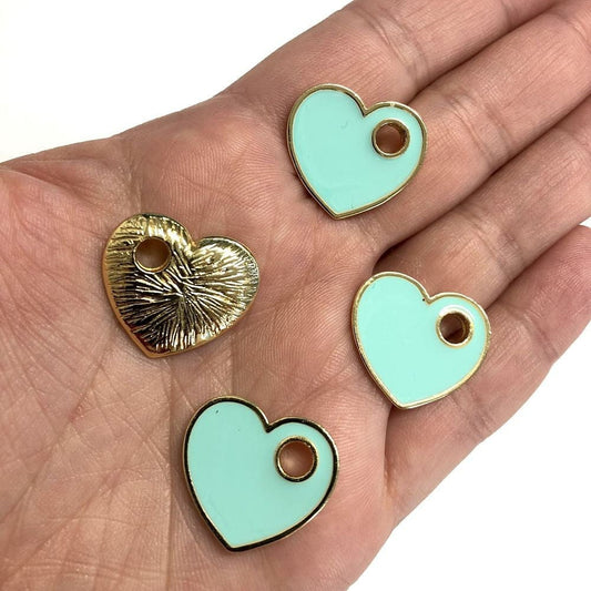 Altın Kaplama Mineli Delikli Kalp Sallantı Aparatı - Mint