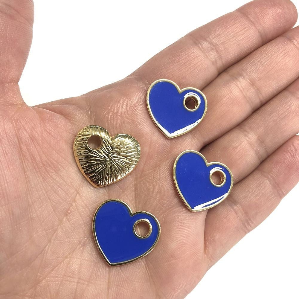 Altın Kaplama Mineli Delikli Kalp Sallantı Aparatı -Lacivert