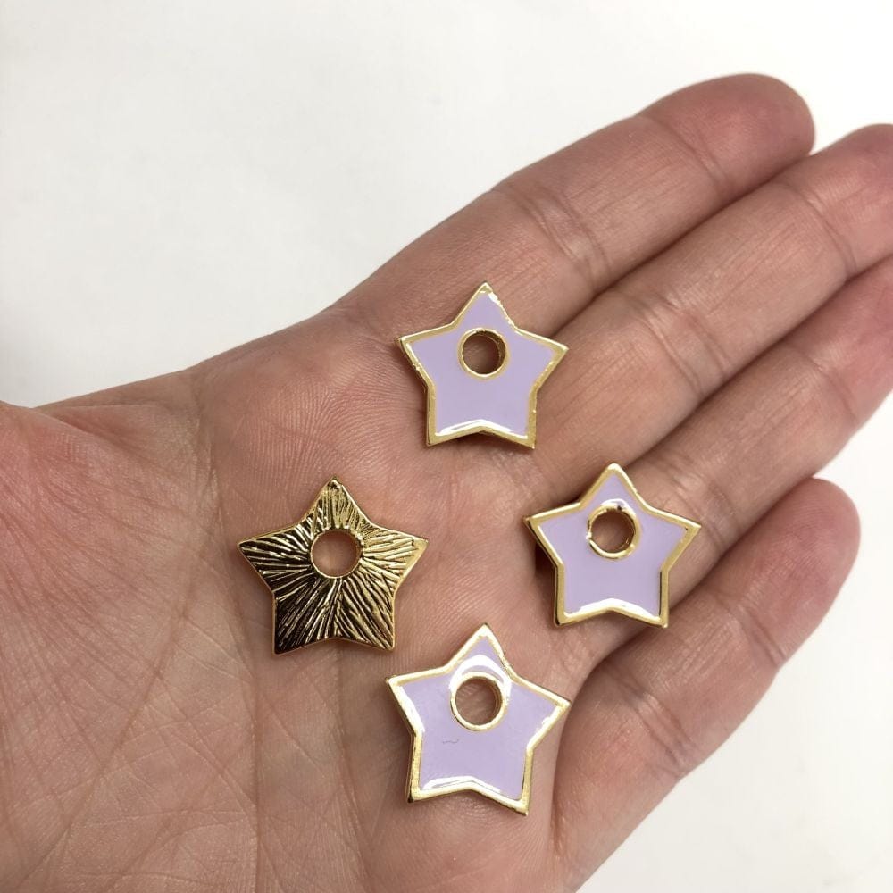 Altın Kaplama Mineli Yıldız Kolye Ucu Lila