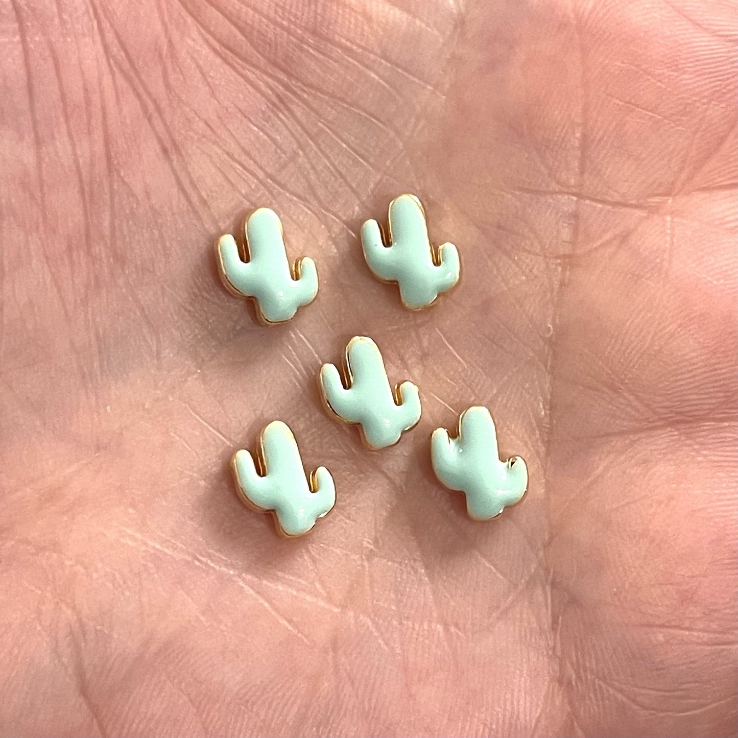 Gold Plated Enamel Cactus Spacer - Mint