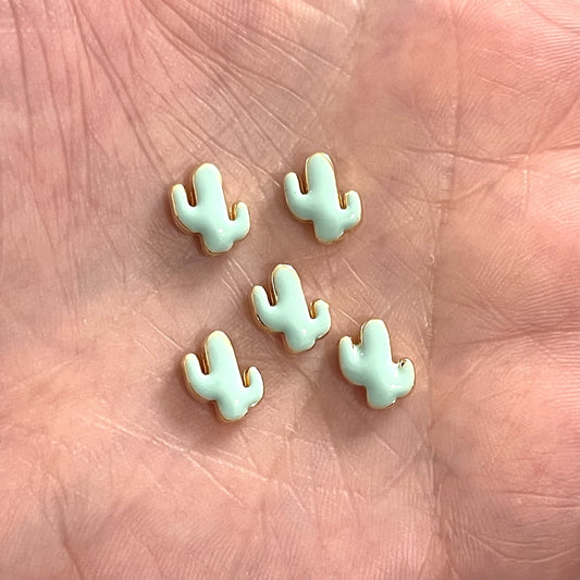 Gold Plated Enamel Cactus Spacer - Mint