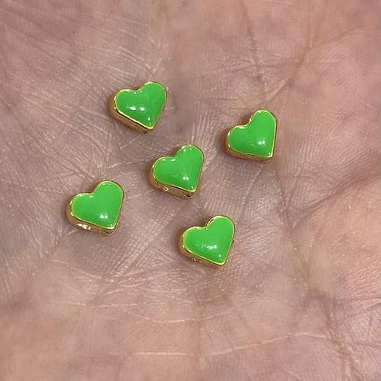 Altın Kaplama Mineli Kalp Aparat 7mm Neon Yeşil
