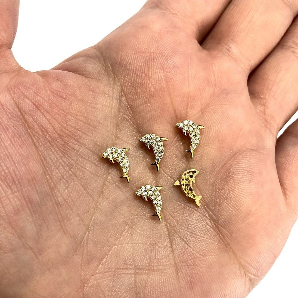 Pirinç Altın Kaplama Zirkon Taşlı Mini Ara Aparat Yunus