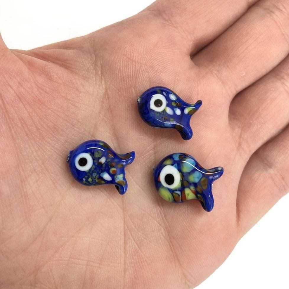 Murano Cam Tombul Balık-Lacivert