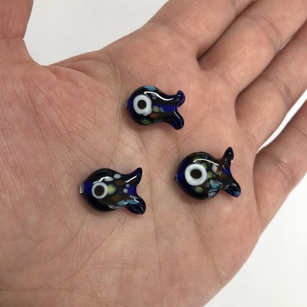 Murano Cam Tombul Balık-Kobalt