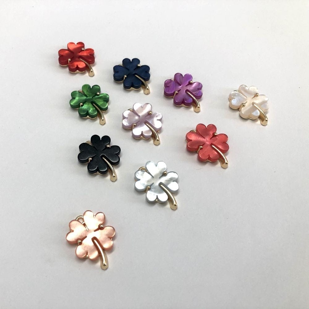 Altın Kaplama Yonca Kolye Ucu Büyük Boy - Siyah