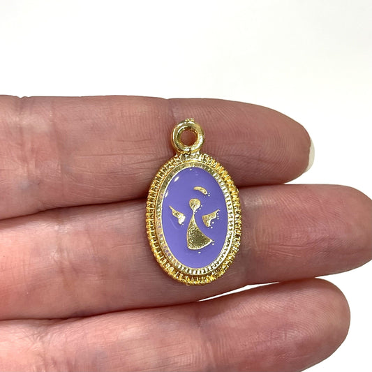 Altın Kaplama Mineli Melek Figürlü Kolye Ucu - Lila